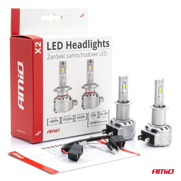 Λάμπες H3 10-16V 72W 6.500K 7920lm Led Can-Bus (με ανεμιστηράκι ) X2 series Amio - Image 5