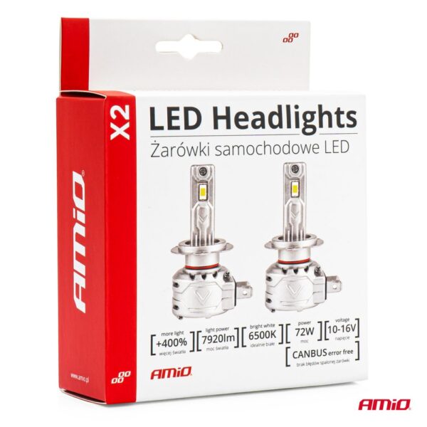 Λάμπες H4 10-16V 72W 6.500K 7920lm Led Can-bus (ανεμιστηράκι) X2 series Amio - Image 4