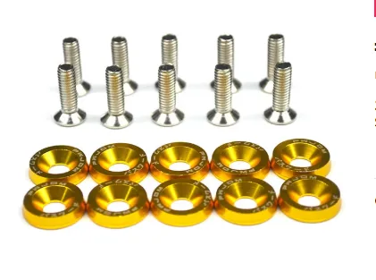 Διακοσμητικές ροδέλες χρυσές αλουμινίου με ανοξείδωτες βίδες Μ6 10τμχ