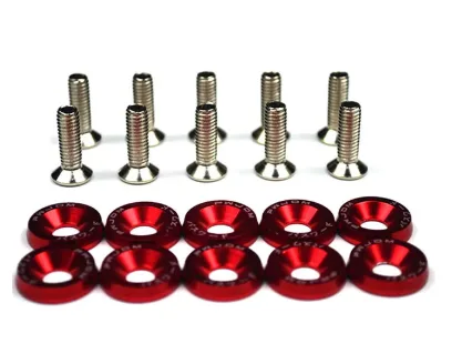 Διακοσμητικές ροδέλες κόκκινες αλουμινίου με ανοξείδωτες βίδες Μ6 10τμχ