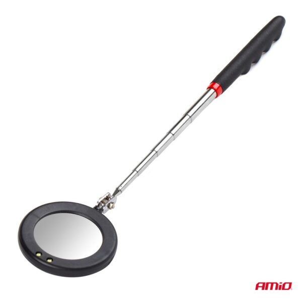 Καθρέπτης χειρός τηλεσκοπικός 50mm 28-87cm 360° με φως Led Amio - Image 3