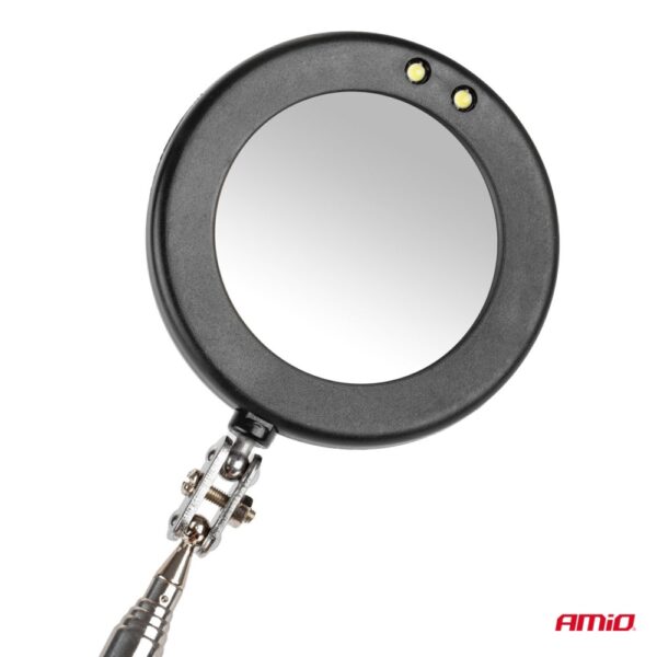 Καθρέπτης χειρός τηλεσκοπικός 50mm 28-87cm 360° με φως Led Amio - Image 7