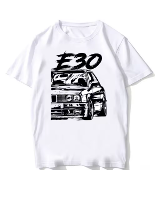 Λευκό κοντομάνικο μπλουζάκι BMW E30 M3 μέγεθος Medium με στάμπα αυτοκινήτου