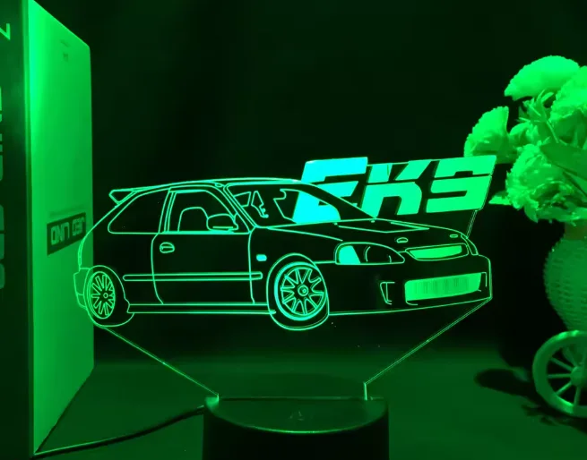 3D φωτιστικό Honda Civic EK με τηλεχειριστήριο και βάση LED